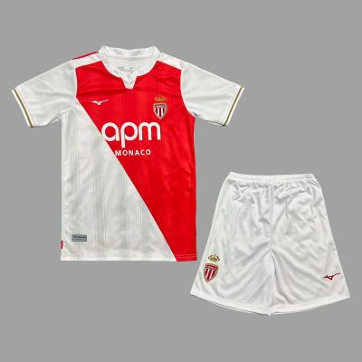 25/26 AS Monaco Home Kids Soccer Jersey Size 16-28