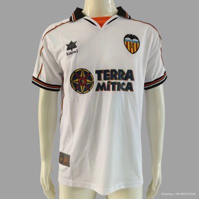 99/00 Valencia Home Retro Soccer Jersey