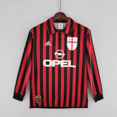 99/00 AC Milan Home Long Sleeve Retro Soccer Jersey