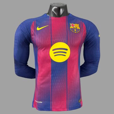 25/26 Barcelona Home Long Sleeve Player Version Soccer Jersey