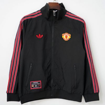 24/25 Manchester United Black Red Sripe Windbreaker