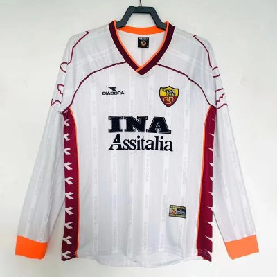 99/00 Roma Away Long Sleeve Retro Soccer Jersey