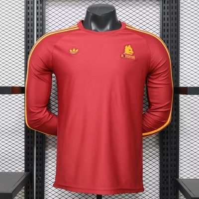 25/26 Roma Originals Iconic Trefoil Long Sleeve Player Version Red Soccer Jersey