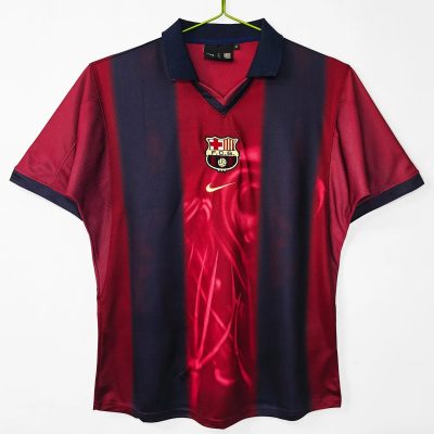 00/01 Barcelona Home Travis Scott Remark Soccer Jersey