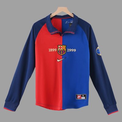 99/00 Barcelona Home Long Sleeve Retro Soccer Jersey