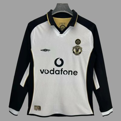 01/02 Manchester United Away Long Sleeve Retro Soccer Jersey