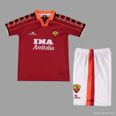 98/99 Roma Home Kids Retro Soccer Jersey Size 16-28