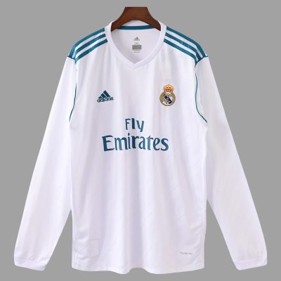 17/18 Real Madrid Home Long Sleeve Retro Soccer Jersey