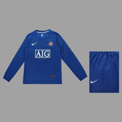 08/09 Manchester United Third Long Sleeve Kids Retro Soccer Jersey Size 16-28
