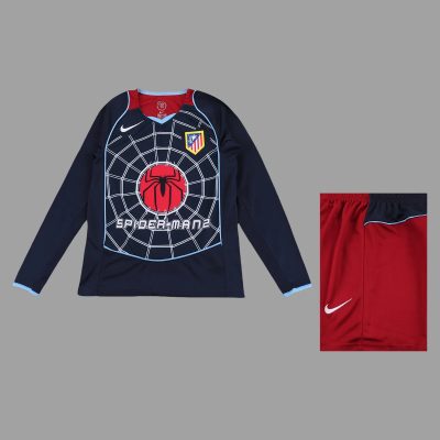 04/05 Atletico Madrid Away Long Sleeve Kids Retro Soccer Jersey Size 16-28