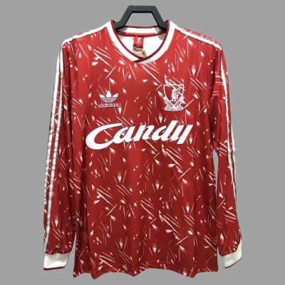 89/91 Liverpool Home Long Sleeve Retro Soccer Jersey