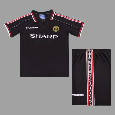 98/99 Manchester United Black Kids Retro Soccer Jersey Size 16-28
