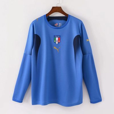 2006 Italy Home Long Sleeve Retro Soccer Jersey