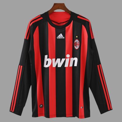 08/09 AC Milan Home Long Sleeve Retro Soccer Jersey