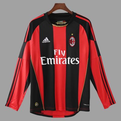 10/11 AC Milan Home Long Sleeve Retro Soccer Jersey