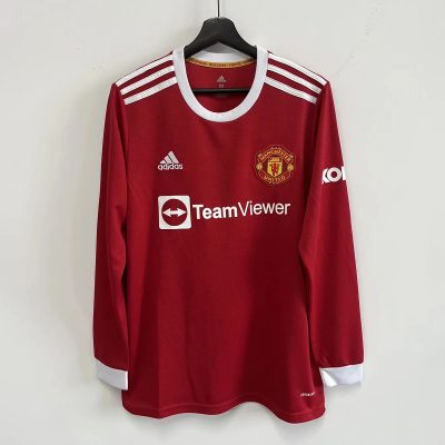 21/22 Manchester United Home Long Sleeve Retro Soccer Jersey