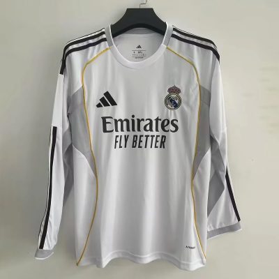 25/26 Real Madrid Home Long Sleeve Soccer Jersey