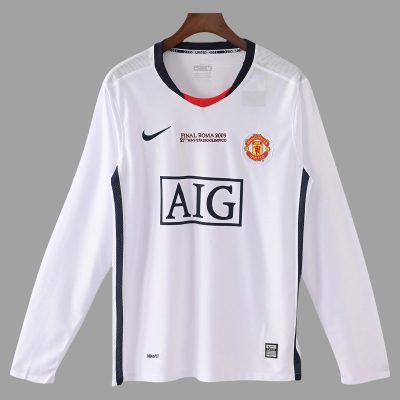 08/09 Manchester United Away Champions League Final Long Sleeve Retro Soccer Jersey