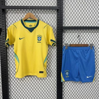 2026 Brazil Home Kids Soccer Jersey Size 16-28