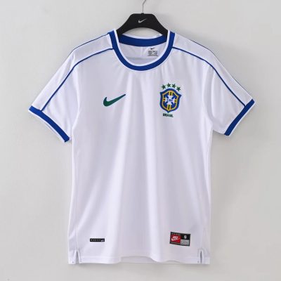 1998 Brazil White Retro Soccer Jersey