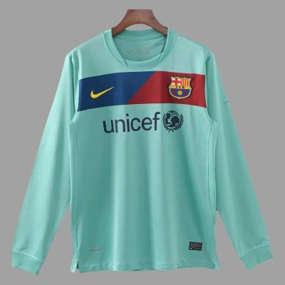 10/11 Barcelona Away Long Sleeve Retro Soccer Jersey