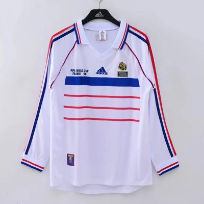 1998 France Away Long Sleeve Retro Soccer Jersey