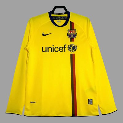 08/09 Barcelona Away Long Sleeve Retro Soccer Jersey