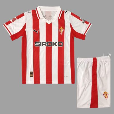 25/26 Sporting de Gijon Home Kids Soccer Jersey Size 16-28