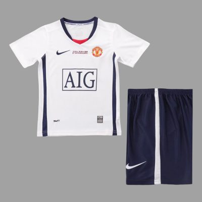 08/09 Manchester United Away UCL Final Kids Retro Soccer Jersey Size 16-28