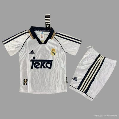 98/00 Real Madrid Home Kids Retro Soccer Jersey Size 16-28