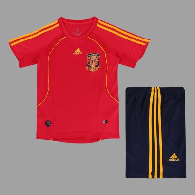 2008 Spain Home Retro Kids Soccer Jersey Size 16-28