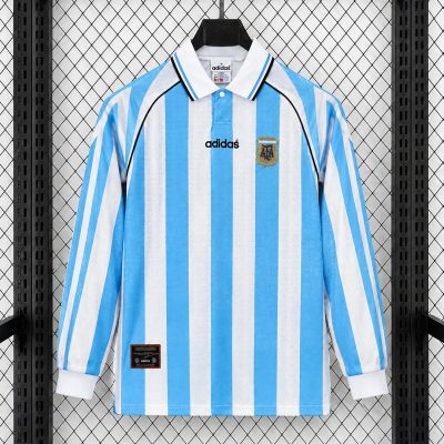 1997 Argentina Home Long Sleeve Retro Soccer Jersey