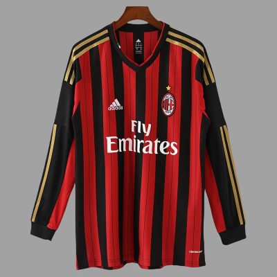 13/14 AC Milan Home Long Sleeve Retro Soccer Jersey