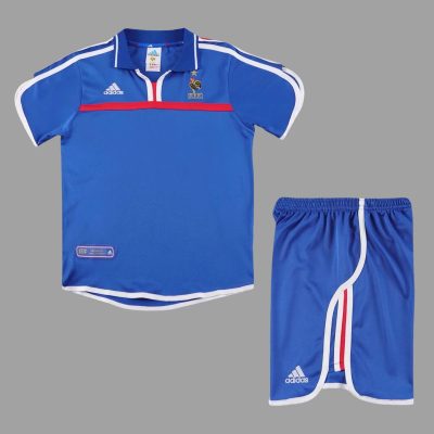 2000 France Home Kids Retro Soccer Jersey Size 16-28