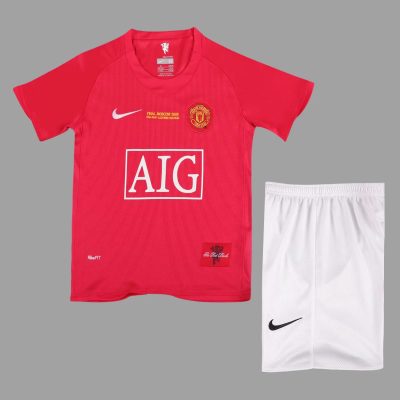 07/08 Manchester United Home UCL Final Kids Retro Soccer Jersey Size 16-28