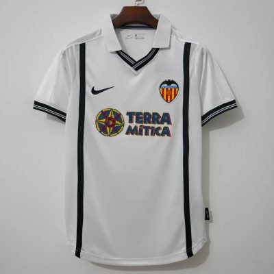 00/01 Valencia Home Retro Soccer Jersey