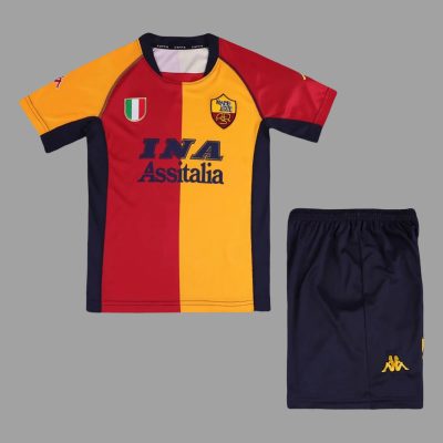 01/02 Roma Champion League Version Home Kids Retro Soccer Jersey Size 16-28