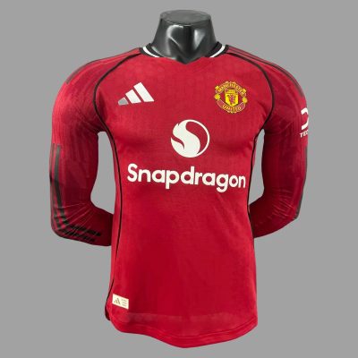 25/26 Manchester United Home Long Sleeve Player Version Soccer Jersey