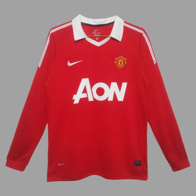 10/11 Manchester United Home Long Sleeve Retro Soccer Jersey