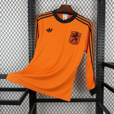 1980 Netherlands Home Long Sleeve Retro Soccer Jersey