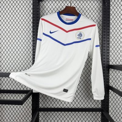 2010 Netherlands Away Long Sleeve Retro Soccer Jersey