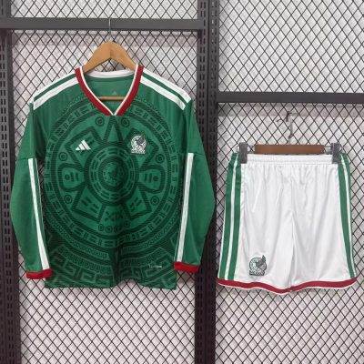 2026 Mexico Home Long Sleeve Kids Soccer Jersey Size 16-28