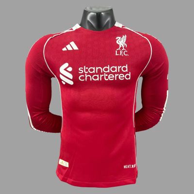 25/26 Liverpool Home Long Sleeve Player Version Soccer Jersey
