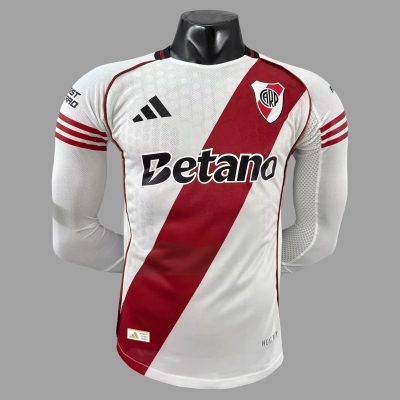 2025 River Plate Home Long Sleeve Player Version Soccer Jersey