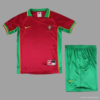 1997 Portugal Home Kids Retro Soccer Jersey Size 16-28