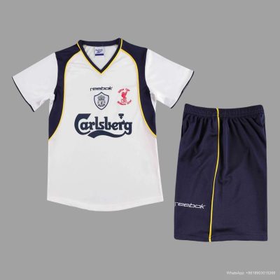 01/02 Liverpool away White Kids Retro Soccer Jersey Size 16-28