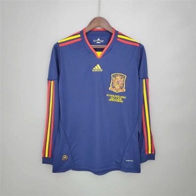 2010 Spain Away Long Sleeve Retro Soccer Jersey