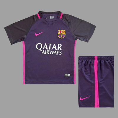 16/17 Barcelona Away Kids Retro Soccer Jersey Size 16-28