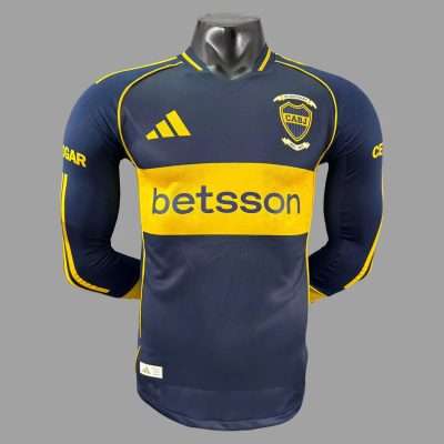 2025 Boca Juniors Home Long Sleeve Player Version Soccer Jersey