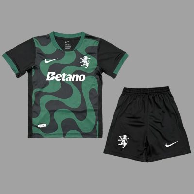 25/26 Sporting CP Lisbon Away Black Kids Soccer Jersey Size 16-28